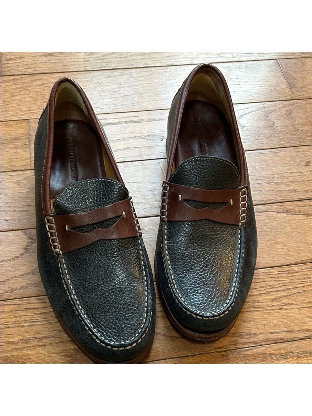 Johnson & Murphy Black and Brown Leather Penny Loafers